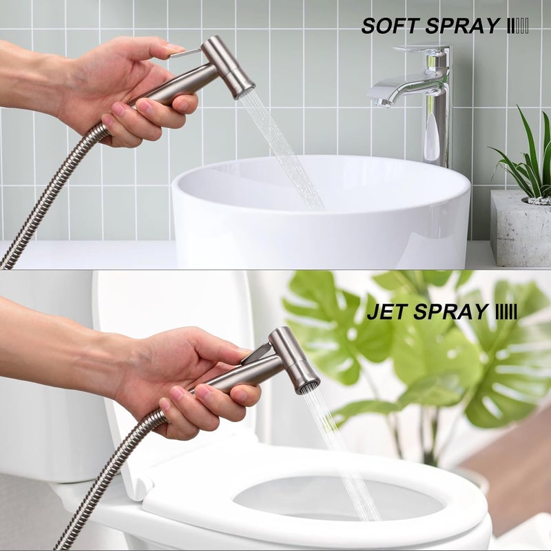 HQJUN Spray, Multifunctional Hand-held Bidet Spray, Bathroom Diaper Shower, Hose and Accessories - Bidet Hand-held Toilet Sprinkler with Dual Spray Function(Silvery) - Image 4