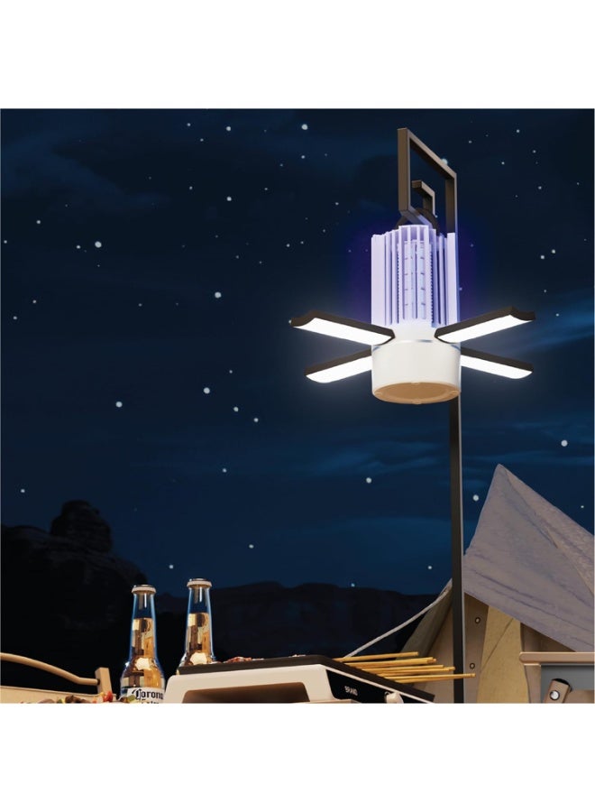 بورودو مصباح بورودو لايف ستايل المحمول لقتل الحشرات، مزود ببطارية 4000 مللي أمبير، تشغيل آمن وهادئ، يقتل البعوض بالأشعة فوق البنفسجية، تغطية 360 درجة، صاعق حشرات مع مصابيح LED قابلة للطي، شحن من النوع C - أبيض - Image 2