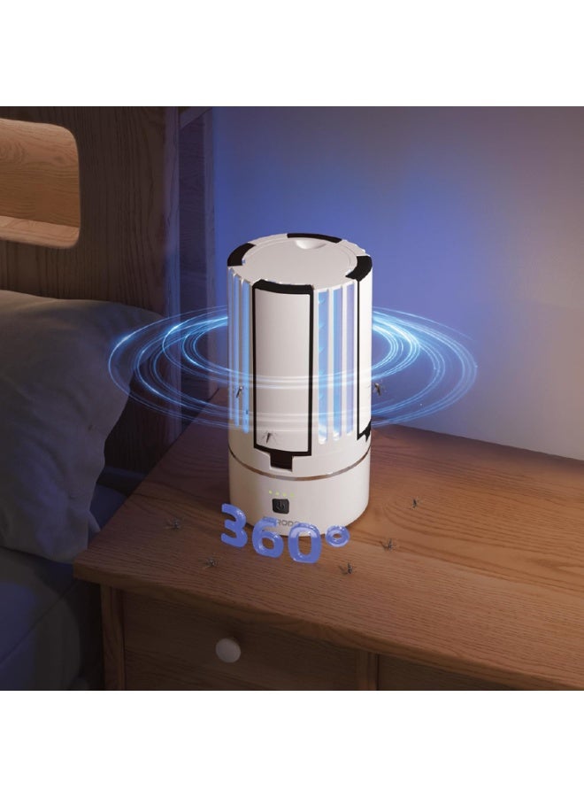 بورودو مصباح بورودو لايف ستايل المحمول لقتل الحشرات، مزود ببطارية 4000 مللي أمبير، تشغيل آمن وهادئ، يقتل البعوض بالأشعة فوق البنفسجية، تغطية 360 درجة، صاعق حشرات مع مصابيح LED قابلة للطي، شحن من النوع C - أبيض - Image 4