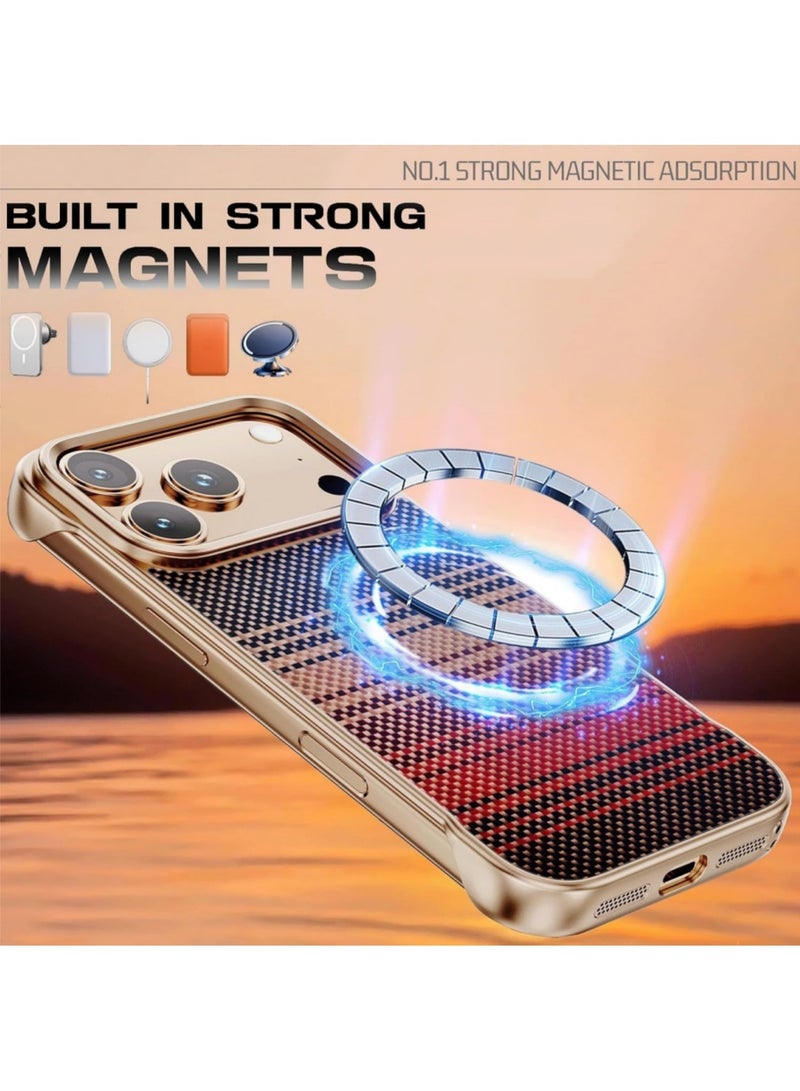 Adando Case for iPhone 17 Pro, Slim Carbon Texture Cover, Compatible with MagSafe, Lightweight Frameless (Sunset) - Image 4