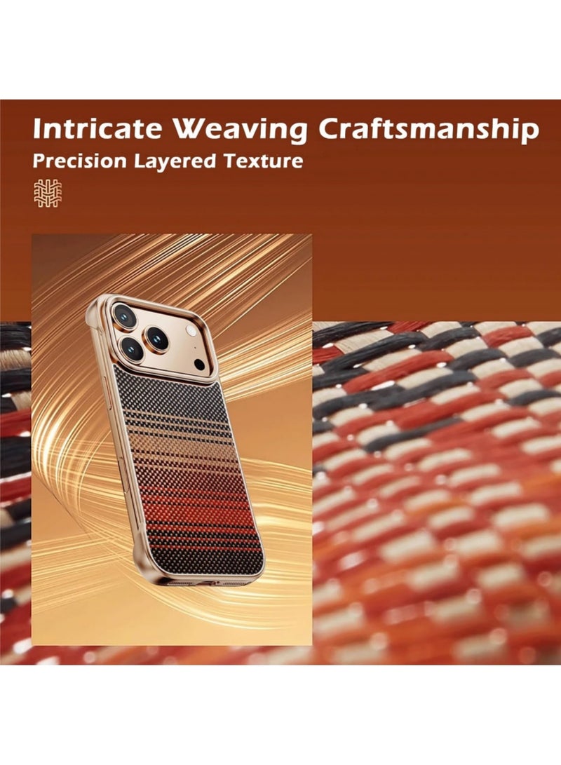 Adando Case for iPhone 17 Pro, Slim Carbon Texture Cover, Compatible with MagSafe, Lightweight Frameless (Sunset) - Image 3