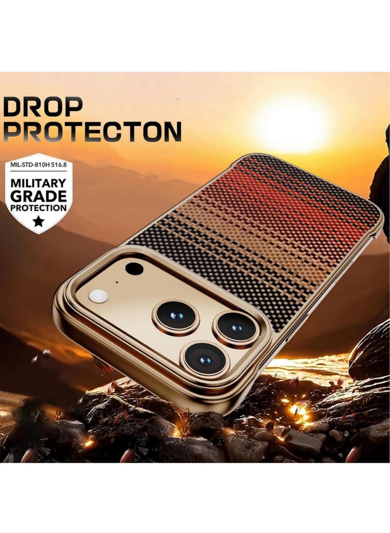 Adando Case for iPhone 17 Pro, Slim Carbon Texture Cover, Compatible with MagSafe, Lightweight Frameless (Sunset) - Image 5