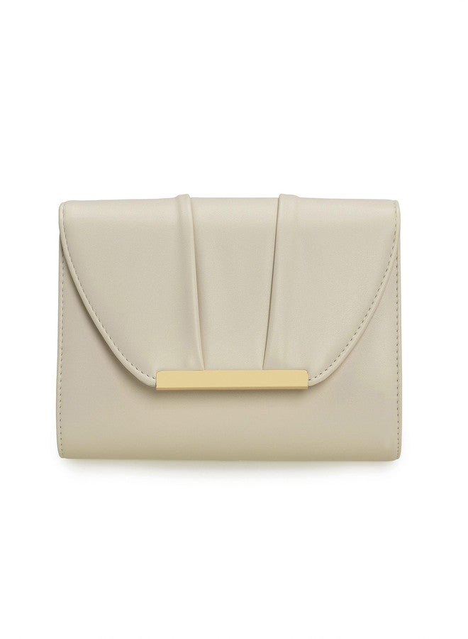 IXEBELLA Women Evening Bag Dressy Formal Handbag Pleated PU Clutch Purse for Wedding/Prom/Party/Black-tie Events (Cream) - Image 1