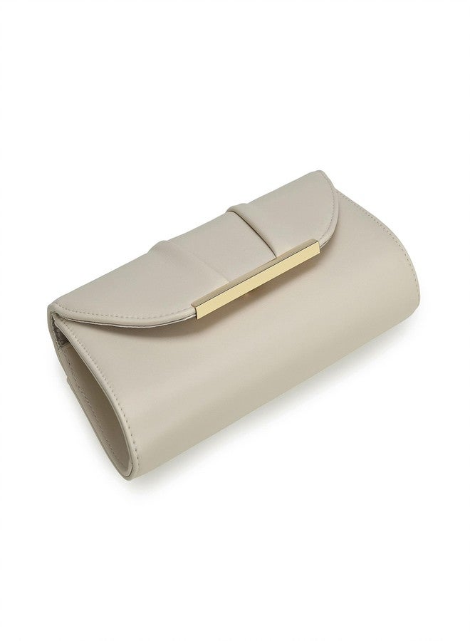IXEBELLA Women Evening Bag Dressy Formal Handbag Pleated PU Clutch Purse for Wedding/Prom/Party/Black-tie Events (Cream) - Image 5