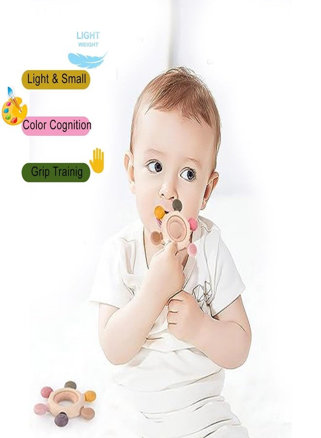 KANAKADHARA Infant Wooden Teether, Baby Teething Toys Silicone Teethers BPA Free Silicone Rudder with Wooden Ring Soothe Babies Gums, Babies Newborn Infant Gifts for 1 One Year Old Baby Boys Girls - Image 4
