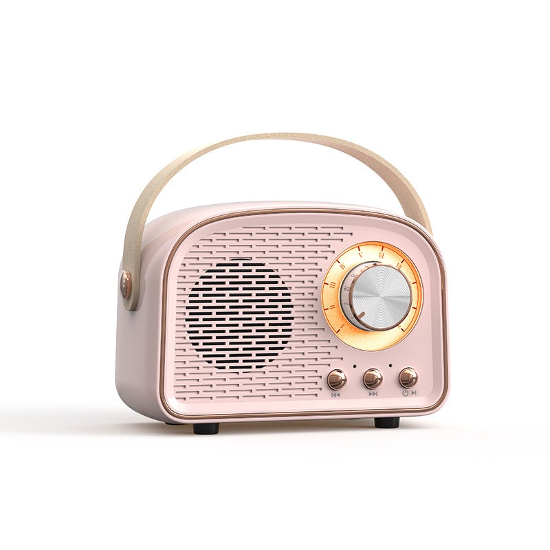 Retro Bluetooth Portable Speaker Wireless Boombox Pink Pink
