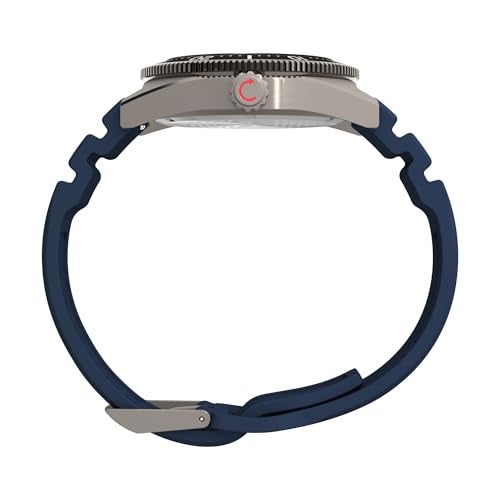 TIMEX ساعة Timex للرجال Deep Water Reef 41 مم بحزام أزرق وقرص أسود وإطار من التيتانيوم - Image 3