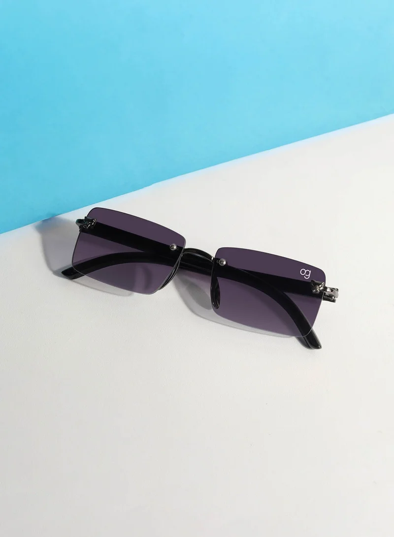 Woggles UV Protection Rectangle Sunglasses| Men &amp; Women|Rimless Sunglasses