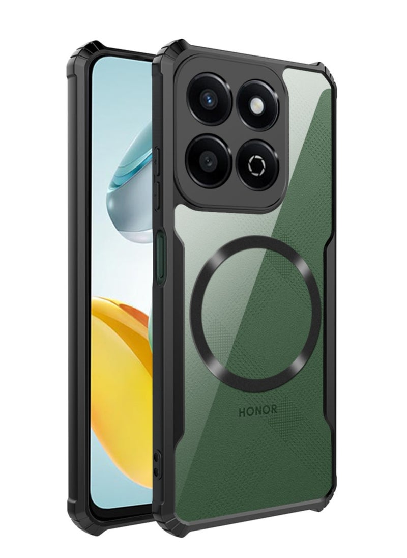 [1+1 Sets] For Honor X7c 4G Case & Screen Protector Magnetic Suction Car Phone Case with Anti Drop Function High Transmittance Glass Scratch Resistant Tempered Glass