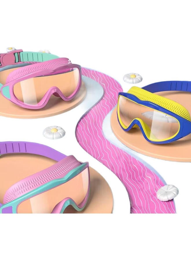 Youyou Children'S Swimming Goggles And Swim Cap, Waterproof And Anti-Fog, Large Frame Swimming Pool Goggles, Five-Piece Set 61412, Surfing Tide Blue - Image 1