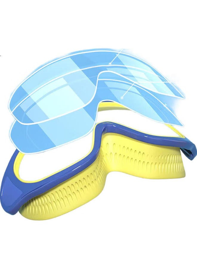 Youyou Children'S Swimming Goggles And Swim Cap, Waterproof And Anti-Fog, Large Frame Swimming Pool Goggles, Five-Piece Set 61412, Surfing Tide Blue - Image 2