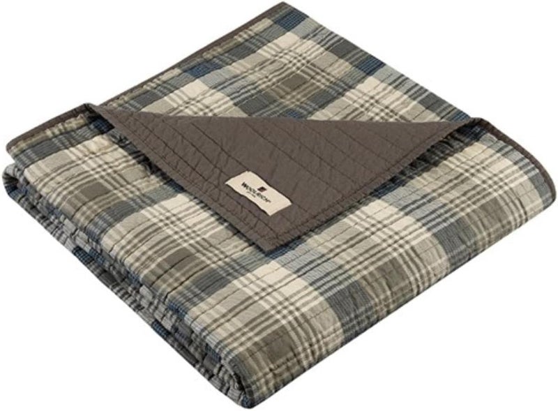 Woolrich John Rich & Bros. Woolrich Luxury Quilted Throw - Cabin Lifestyle, Patchwork with Moose Design All Season, Lightweight and Breathable Cozy Bedding Layer Throws for Couch Sofa, 50" W x 70" L, Tasha Taupe - Image 1