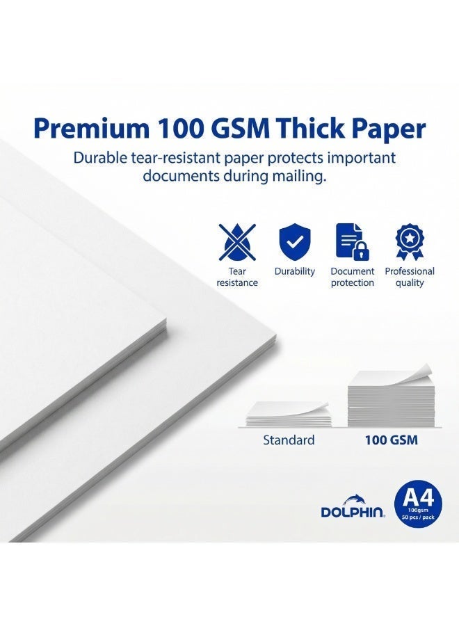 Dolphin A4 White Envelopes 100 GSM Self-Sealing Secure Mailing, Pack of 50 - Image 3