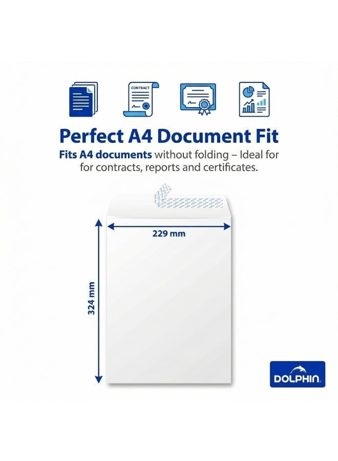 Dolphin A4 White Envelopes 100 GSM Self-Sealing Secure Mailing, Pack of 50 - Image 4