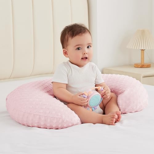 ANHEBEIBEI Nursing Pillow for Bottle and Breastfeeding, Ergonomic Comfort Nursing Essentials for Mom and Baby, Feeding Support Pillow with Removable Cover, Easier and Healthier Nursing (Pink) - Image 2