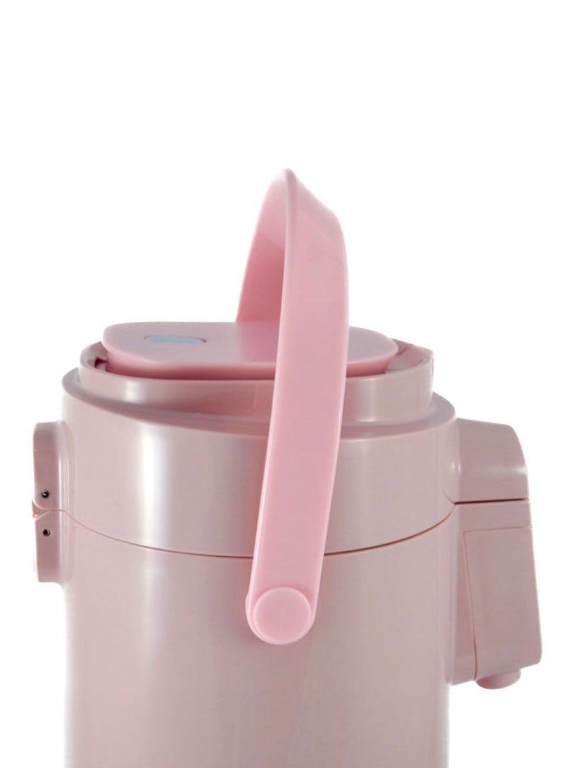 Homemaker Tea & Coffee Vacuum Flask With Pump, Insulated Double Wall Glass, 3 Litre Capacity, Pink - Image 3