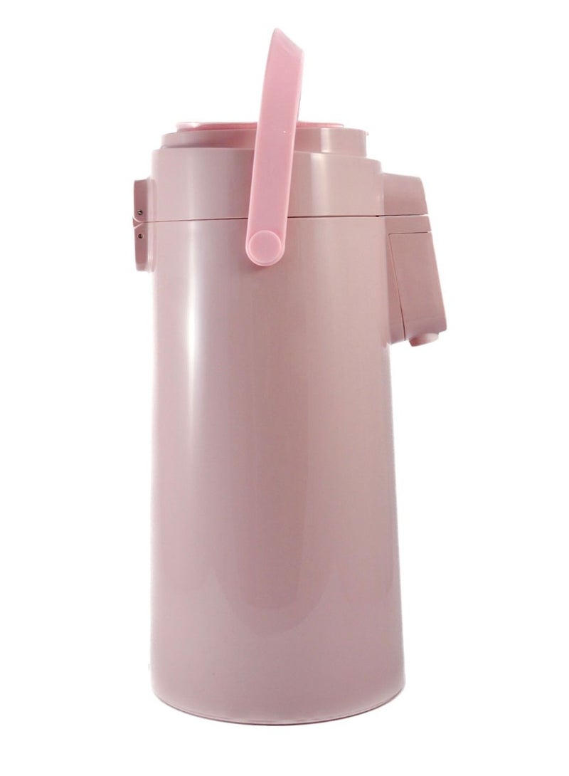 Homemaker Tea & Coffee Vacuum Flask With Pump, Insulated Double Wall Glass, 3 Litre Capacity, Pink - Image 1