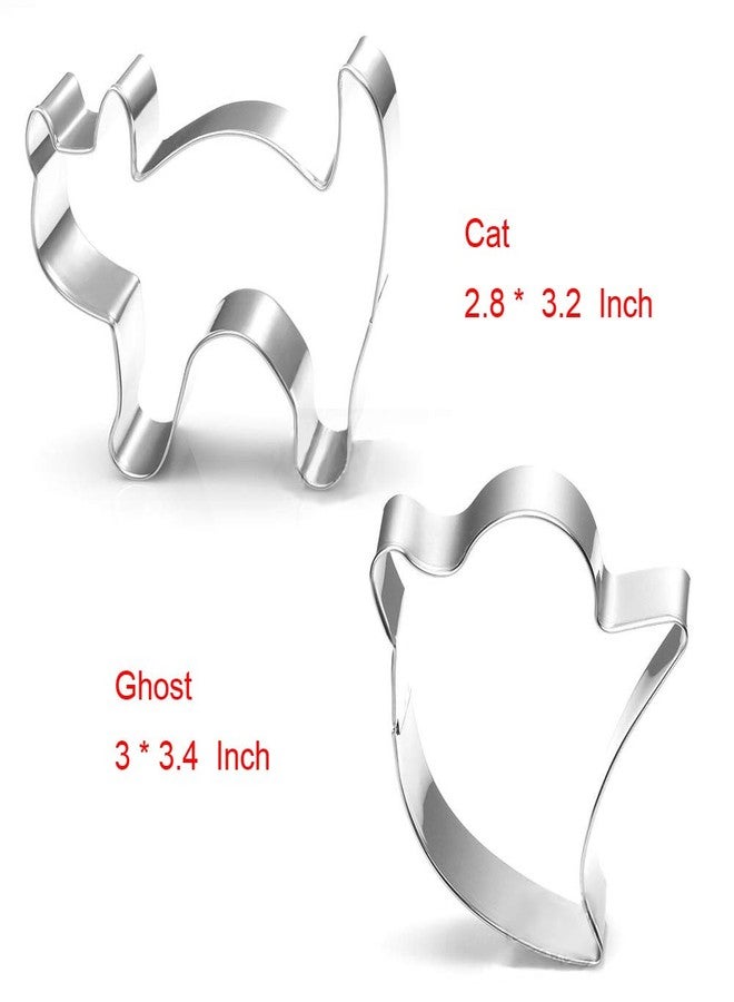 Maykito Halloween Cookie Cutters Set Large - Witch's Hat, Pumpkin, Ghost, Bat and Cat Cutter Stainless Steel - Image 3