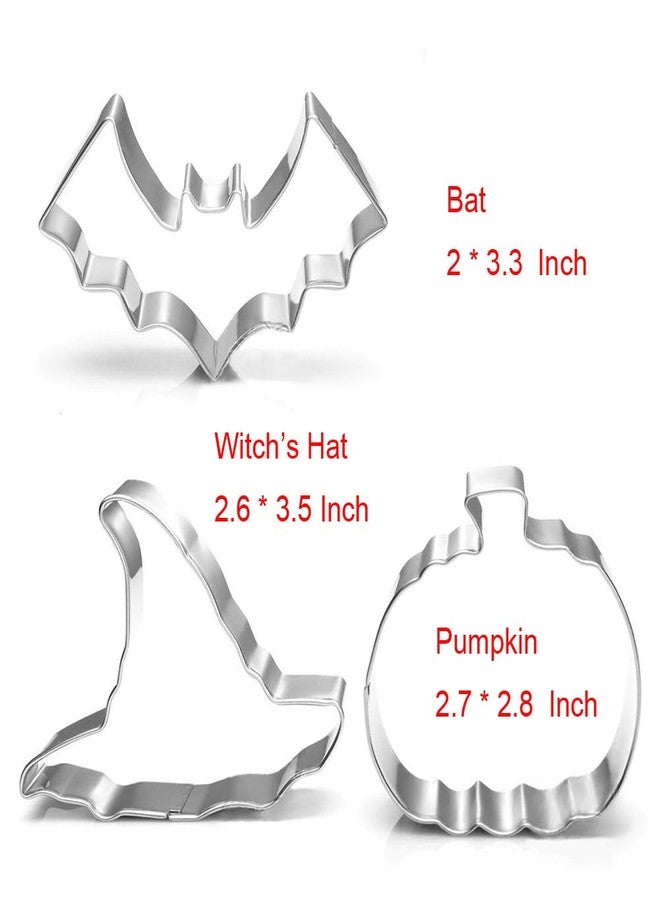 Maykito Halloween Cookie Cutters Set Large - Witch's Hat, Pumpkin, Ghost, Bat and Cat Cutter Stainless Steel - Image 2