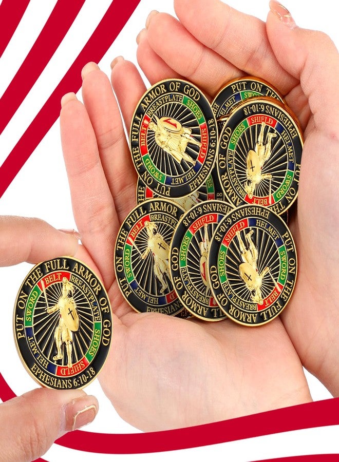 Lemosae 12 Pcs The Full Armor of God Courage Challenge Coins with Coin Case 3D Relief Design Prayer Bible Study Collection Ephe 6: 10-18 Christmas Christian Religious Prayer Gifts for Sunday School - Image 5