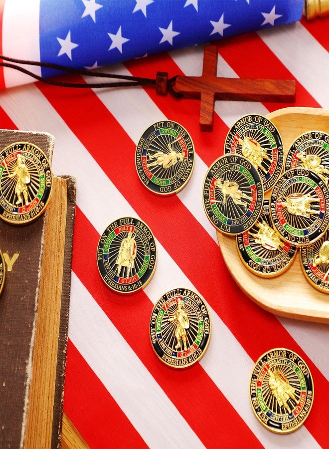 Lemosae 12 Pcs The Full Armor of God Courage Challenge Coins with Coin Case 3D Relief Design Prayer Bible Study Collection Ephe 6: 10-18 Christmas Christian Religious Prayer Gifts for Sunday School - Image 2