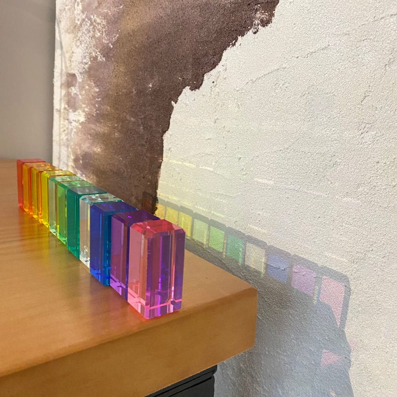 KOAICS Rainbow Crystal Acrylic Strip Blocks Rectangle Stacking Gem Blocks for Kids 16 Colors Gem Cubes Stacking Educational Sensory Light Learning Toys(16PCS Strip Blocks)â€¦ - Image 3