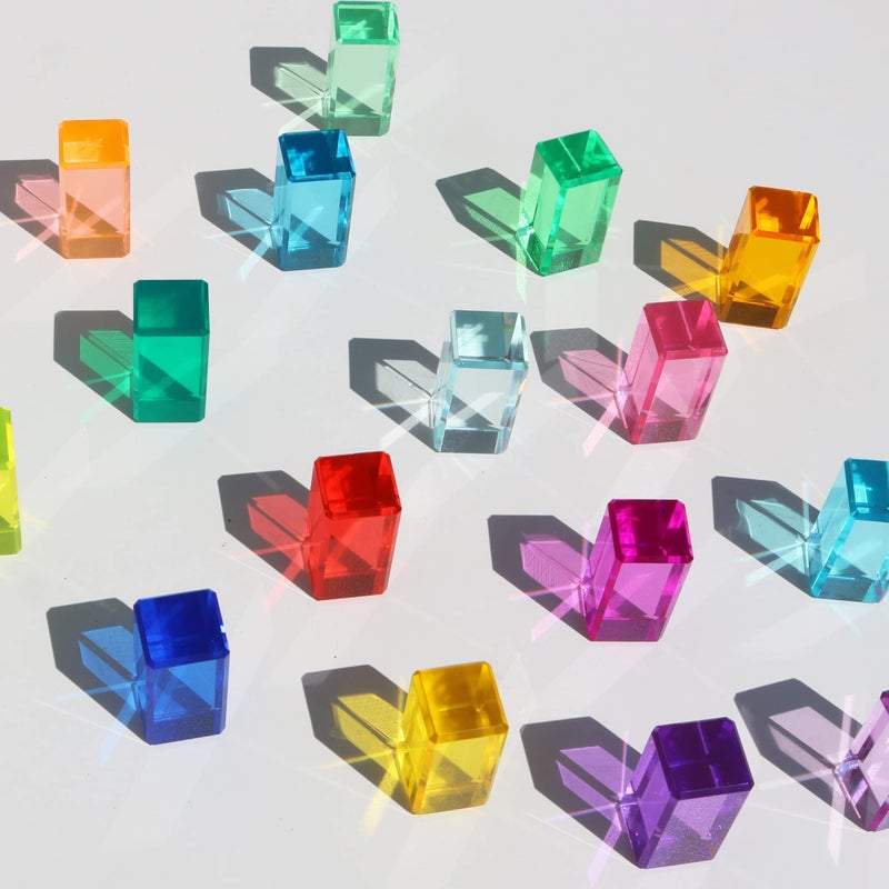 KOAICS Rainbow Crystal Acrylic Strip Blocks Rectangle Stacking Gem Blocks for Kids 16 Colors Gem Cubes Stacking Educational Sensory Light Learning Toys(16PCS Strip Blocks)â€¦ - Image 4