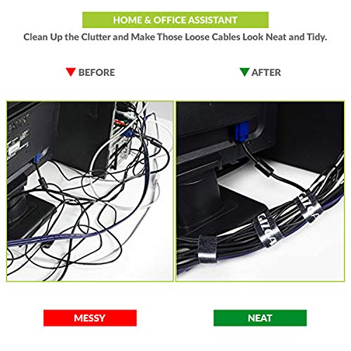 Gizga Essentials Cable Organiser, Cord Management System for PC, TV, Home Theater, Speaker & Cables, Reusable Cable Organizer for Desk, WFH Accessories, Double Sided Hook & Loop Wire Organizer, 20 - Image 3