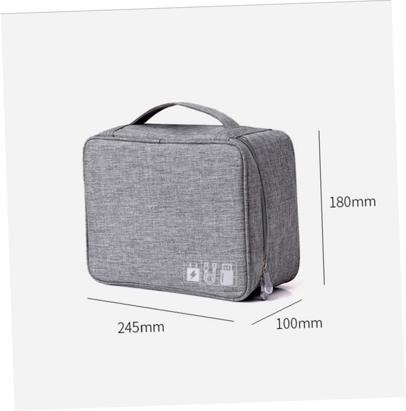 USB Cables Storage Bag Multipurpose Organizer Pouch with Handle for Digital Accessories Travel Case for Power Banks Cables and Electronics Grey - Image 2