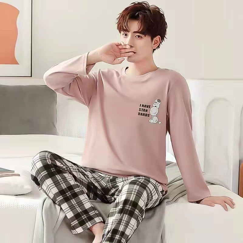 Mens Long Sleeve Pajamas Lightweight Spring Autumn Sleepwear Single gray pants - Image 2