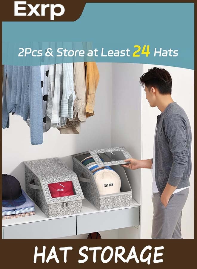 Exrp Stackable Hat Storage for Baseball Caps, Holds up to 12 Caps Hat Organizer for Closet, Sturdy Snapback Boxes for Men with Cardboard - Image 2
