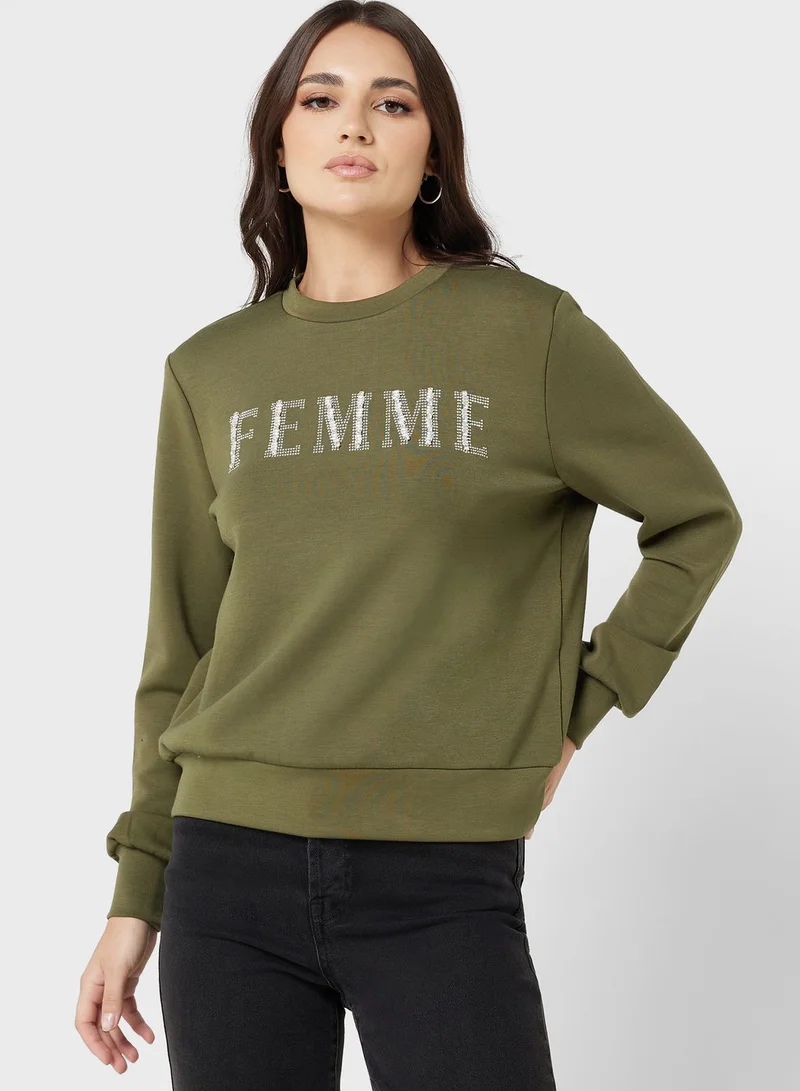 ONLY Graphic Knitted Sweatshirt
