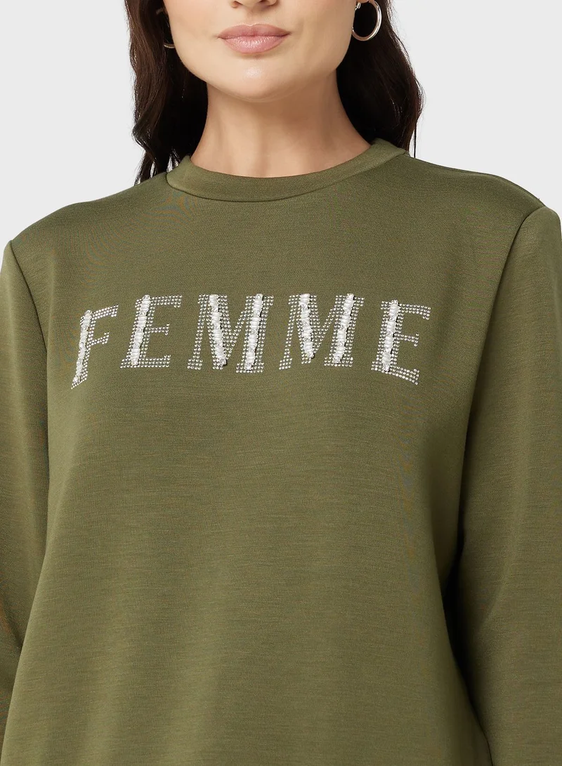 ONLY Graphic Knitted Sweatshirt
