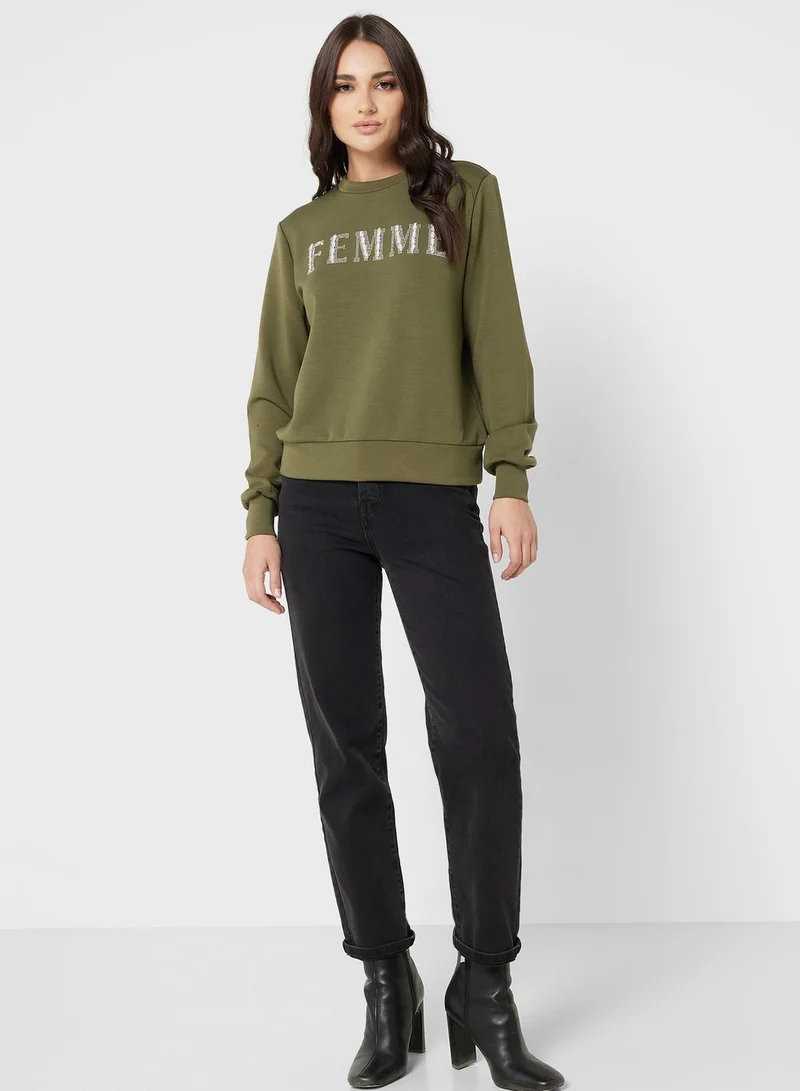ONLY Graphic Knitted Sweatshirt