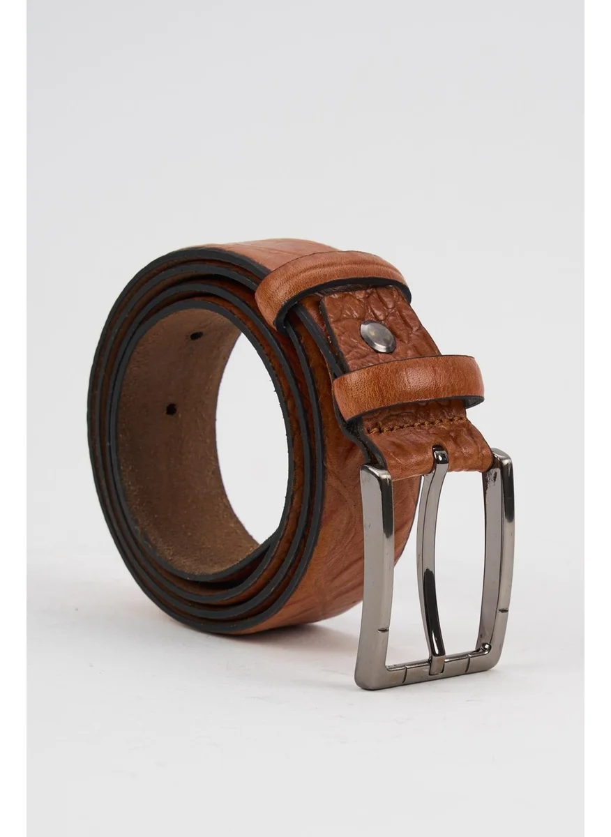 Alexander Gardi Alexandergardi Men's Texture Detailed Patterned Leather Belt (E24-BELT-21)
