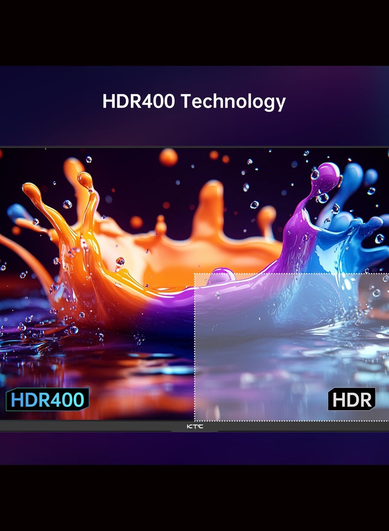 ك تي سي شاشة ألعاب KTC مقاس 27 بوصة QHD، شاشة كمبيوتر IPS سريعة 2K 200 هرتز حتى 210 هرتز ووقت استجابة 1 مللي ثانية، HDR400، 1440 بكسل مع مزامنة تكيفية، مكبرات صوت مدمجة، منفذ HDMI DisplayPort، تعديل الإمالة، متوافقة مع VESA - Image 4