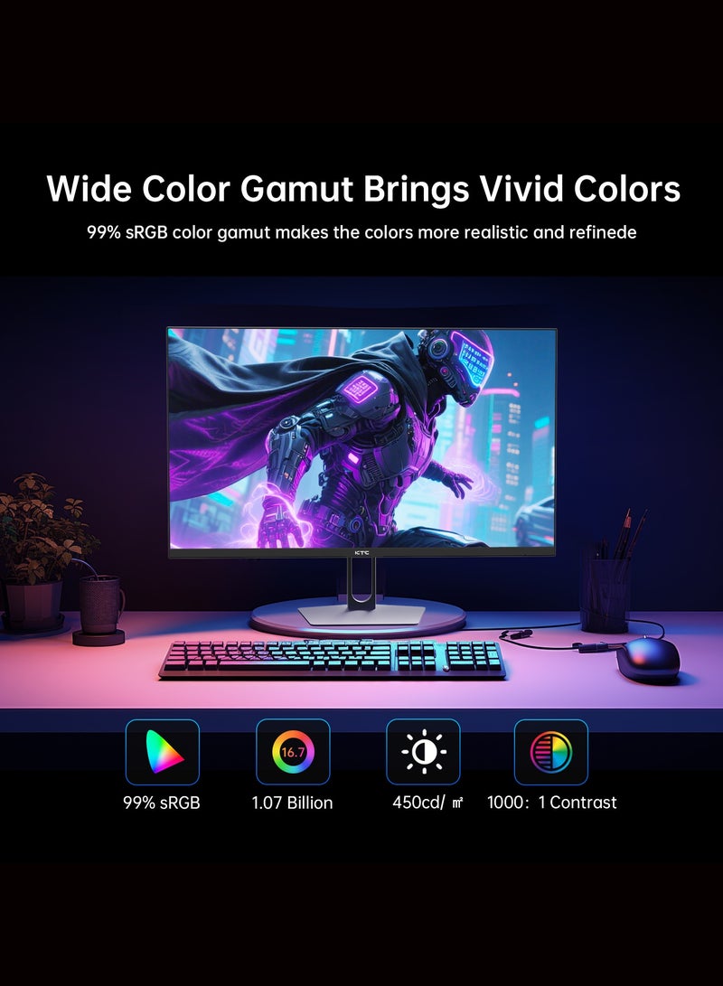 ك تي سي شاشة ألعاب KTC مقاس 27 بوصة QHD، شاشة كمبيوتر IPS سريعة 2K 200 هرتز حتى 210 هرتز ووقت استجابة 1 مللي ثانية، HDR400، 1440 بكسل مع مزامنة تكيفية، مكبرات صوت مدمجة، منفذ HDMI DisplayPort، تعديل الإمالة، متوافقة مع VESA - Image 5