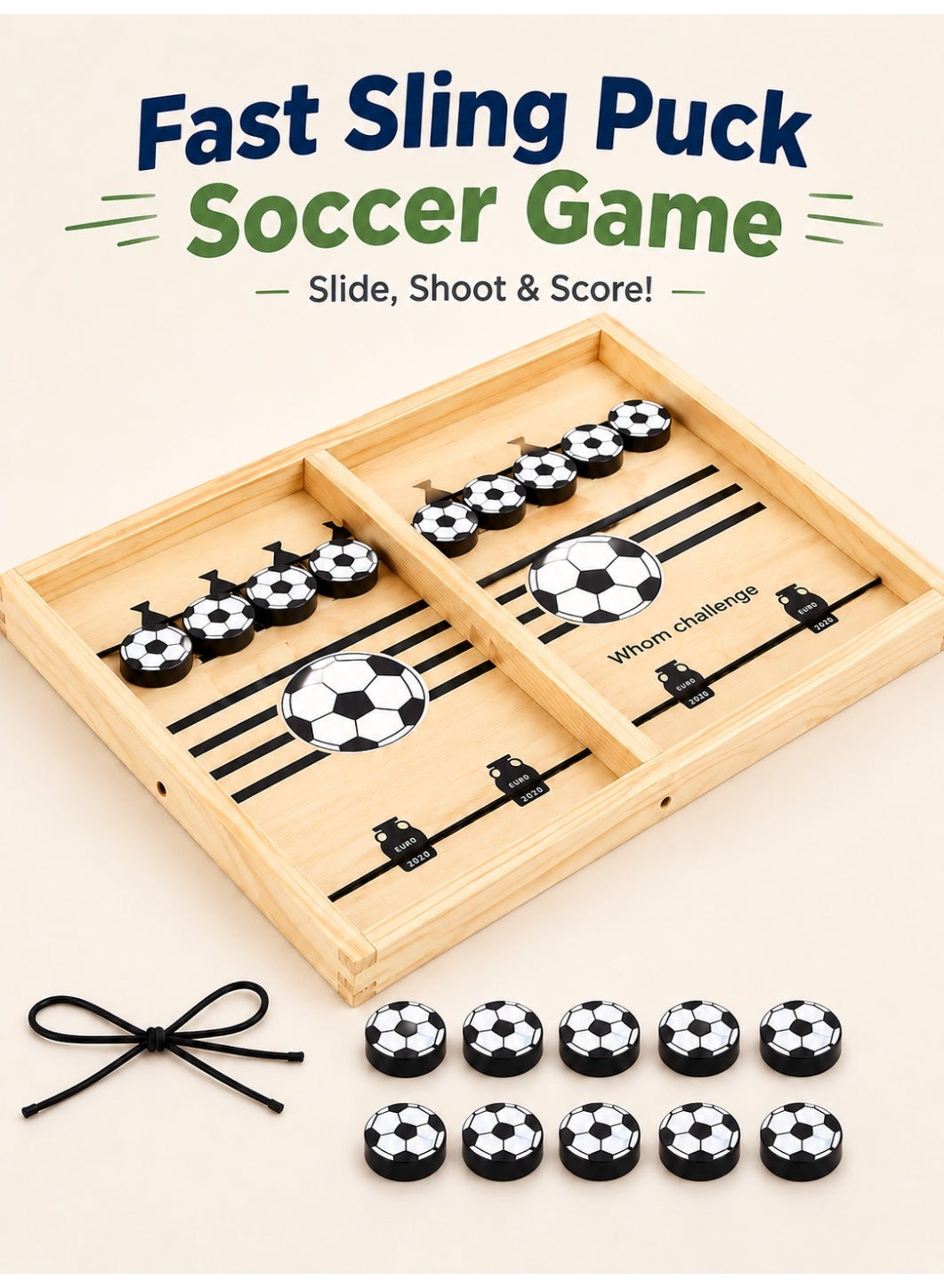 UV Enterprises Fast Sling Puck Soccer Board Game for Kids Boys & Girls | Catapult Board Games Educational Learning Toy | Interactive Preschool Activity Game Fast Sling Puck Game | Pucket Slingshot Toy