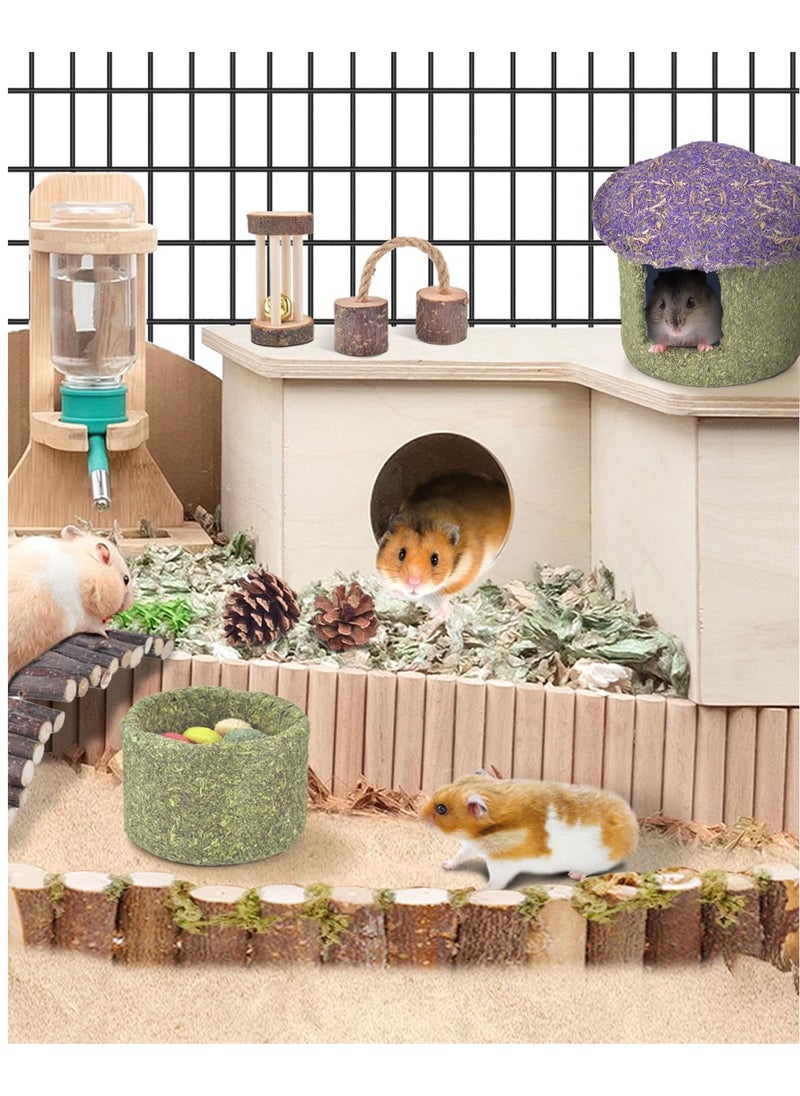 Hamster Chew Bowl and Hideout Timothy Hay Edible Treats for Small Hamster Mice Rat Small Pets, Medium