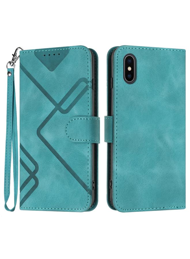 S-TOP Case For iPhone XS Max Line Pattern Skin Feel Leather Phone Case - Image 1
