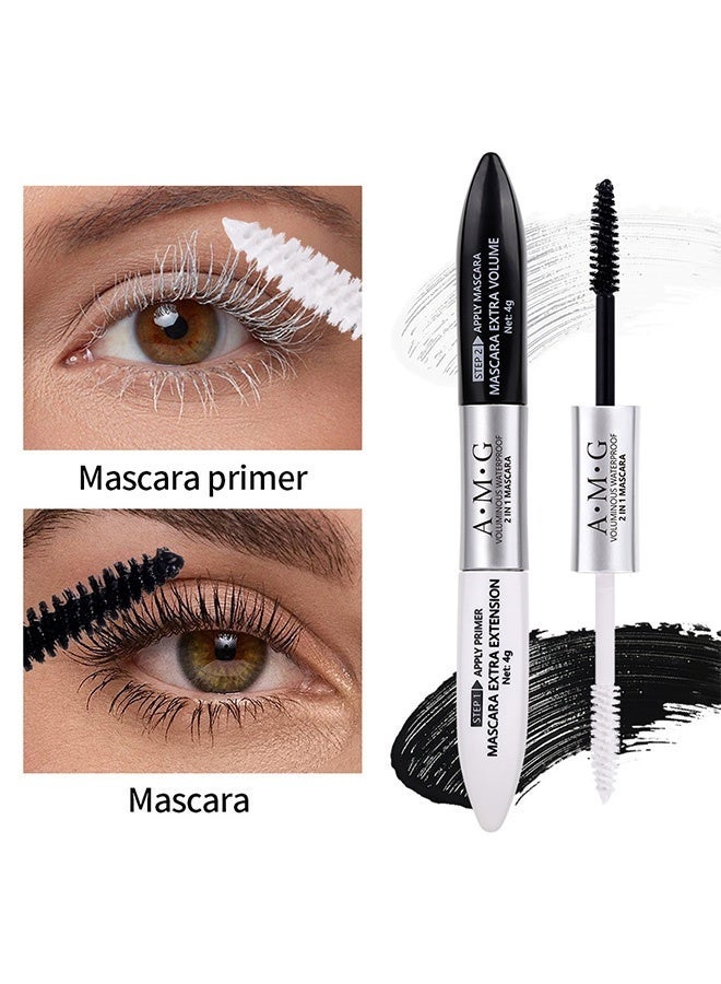 A.M.G Voluminous Waterproof 2 In 1 Mascara, Makeup Double Extend Tubing Mascara, Lengthening 2 Step Mascara, Smudgeproof 4g+4g - Image 1