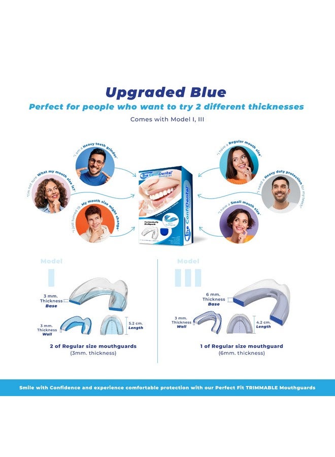 The ConfiDental - Pack of 3 Moldable Mouth Guard for Teeth Grinding Clenching Bruxism, Sport Athletic, Whitening Tray, Including 2 Regular and 1 Heavy Duty Guard (2 (LLL) Regular 1 (II) Heavy Duty) - Image 2