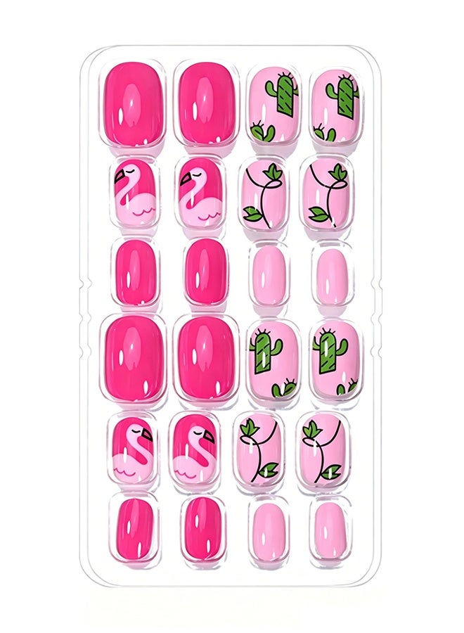 DOUBORQ Nail Stickers —False Nails Multicolour,120Pcs 5 Days Cute Design Nail Tips for Children Press On False Nails Set Manicure DIY,#8 - Image 2