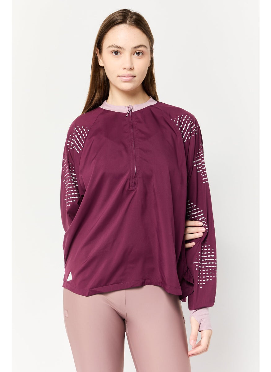Hoka Women Sportswear Fit Training Wind Shell Jacket, Wine  - Image 1