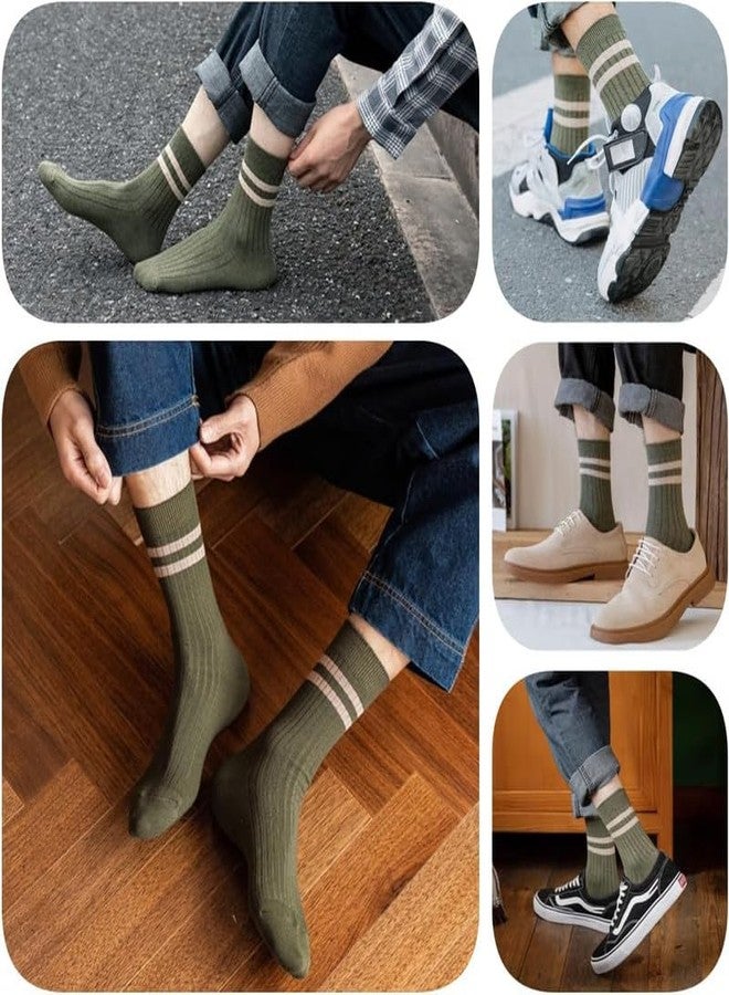 YANWENX Mens Cotton Socks 5 Pack, Calf Socks for Men, Ankle Socks Boots Socks - Image 2