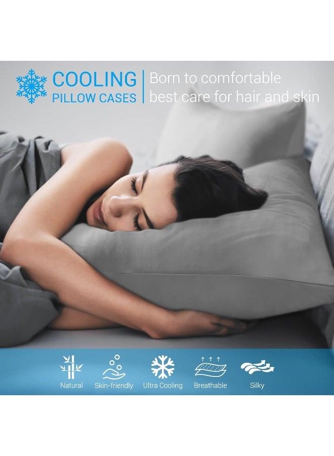 Avolare 2 Pack Cooling Pillow Cases, Arc-Chill Q-max>0.5 Stretch Cooling Pillowcases for Hair Skin and Hot Sleepers, Soft Silky Summer Pillow Cover with Zipper for Standard & Queen Size Pillows - Gray  - Image 3