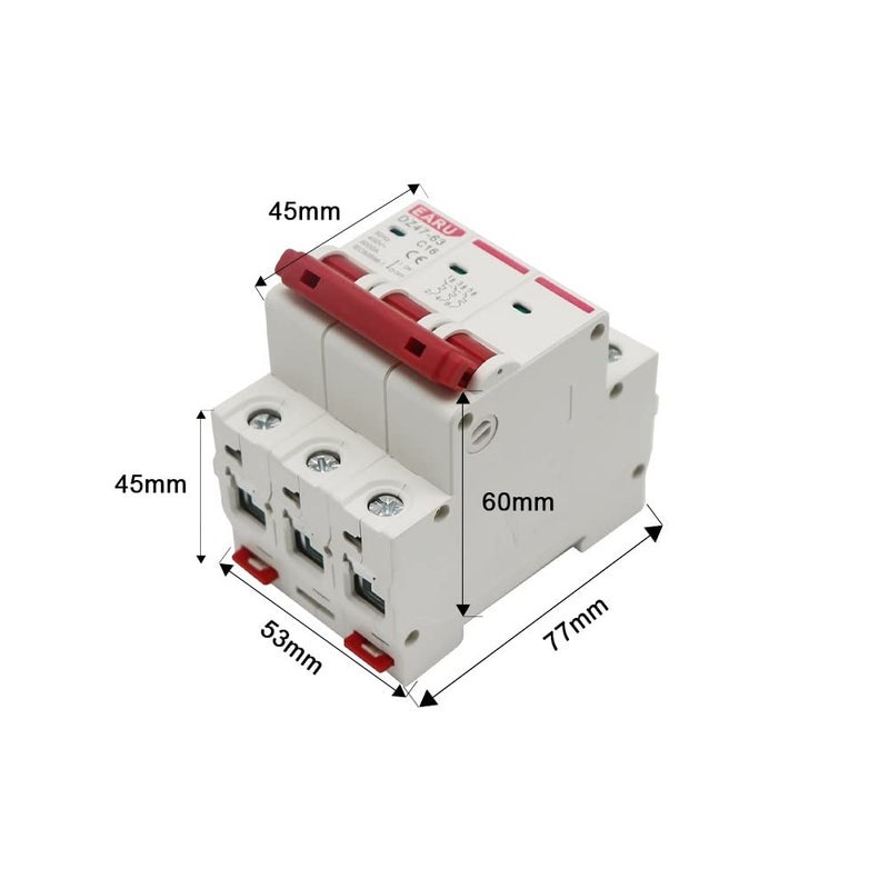 3P 63A C Type Mini Circuit Breaker MCB 400V 6KA Breaking Capacity 35mm Din Rail Mount - Image 3