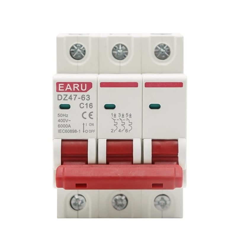 3P 63A C Type Mini Circuit Breaker MCB 400V 6KA Breaking Capacity 35mm Din Rail Mount - Image 2