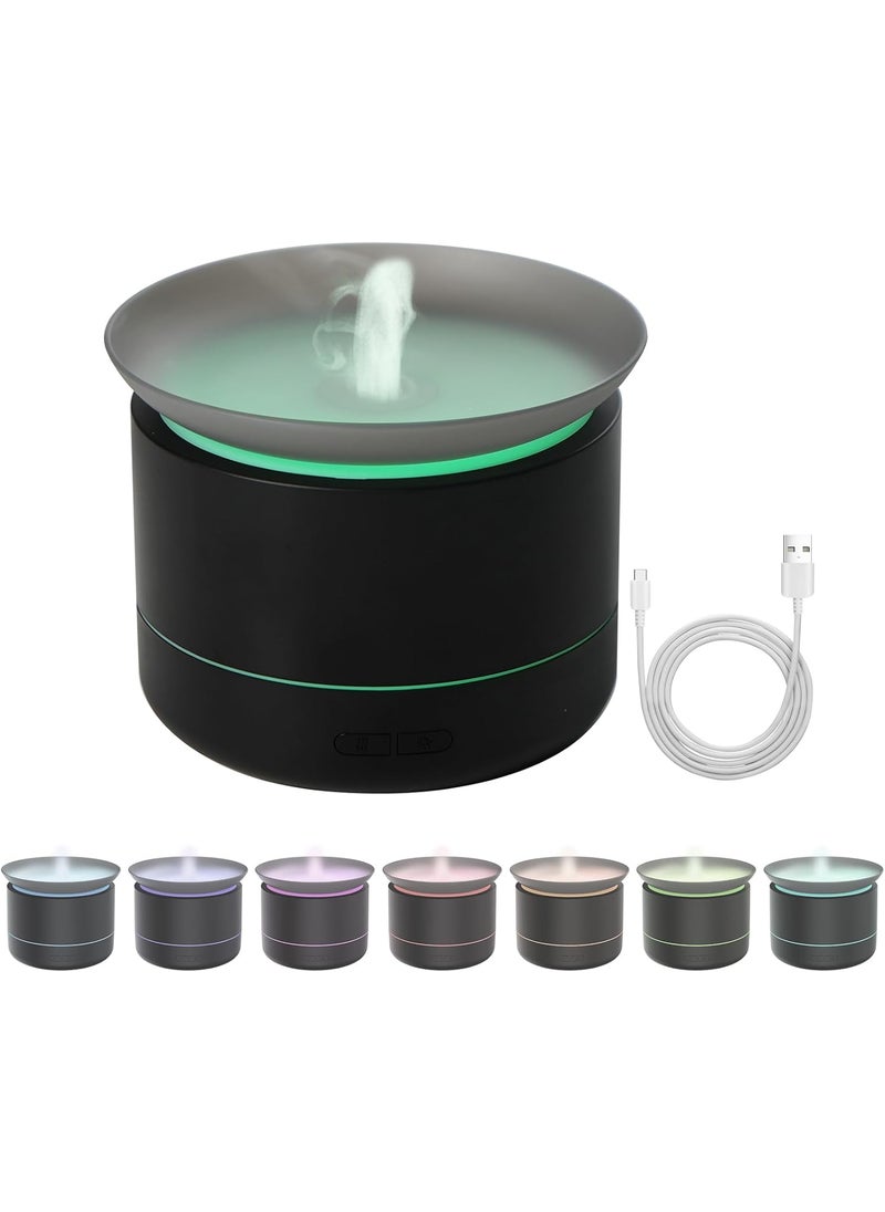 Rican Essential Oil Diffusers, 200ml Aromatherapy Diffuser, Cool Mist Humidifier with 2 Dynamic Modes, Small Diffuser with 7 Color Lights for Home Office Room, Black 