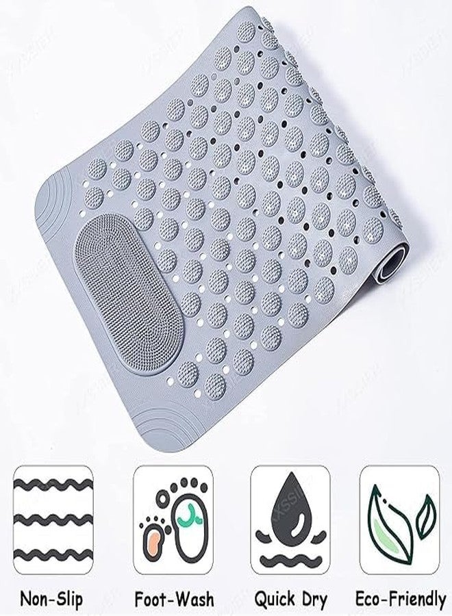 GAMAHA Anti Slip Bathroom Mat Bathtub Bath Shower Mat with Suction Cups & Drain Holes Door mat Foot Massage Scrubber for Kids & Adults Bath Mat 70x35cm (Grey 1) - Image 5